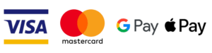 Visa, Mastercard, Google Pay, Apple Pay